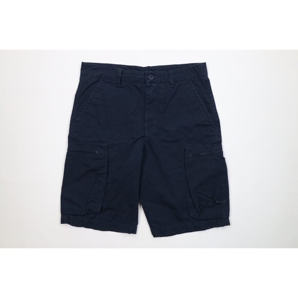Vintage Nike Mens 30 Faded Travis Scott Mini Swoosh Ripstop Cargo Shorts Blue - Picture 1 of 13
